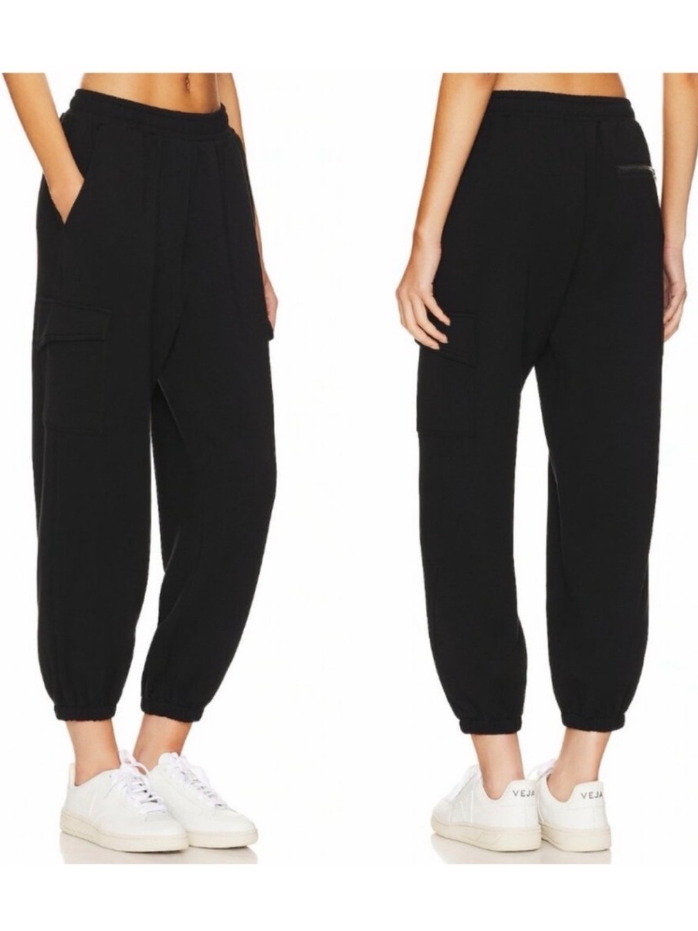 Varley Clarice Cargo Jogger Pants Black Size Medium DoubleSoft Fabric High Rise
